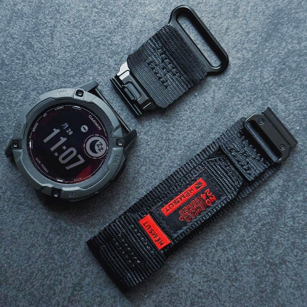 Bracelet de montre de rechange en nylon pour Garmin Instinct 3 Solar 45 mm/Instinct E 45 mm/Fēnix E 47 mm/Fenix 7 Solar/Fenix 6, etc. Bracelet de rechange en nylon 22 mm