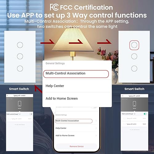 Miniatura 8 de Zigbee - Interruptor inteligente de 4.646 x 2.835 x 1.339 in, necesita Zigbee Hub y cable neutro, WiFi de 2.4 GHz, panel de cristal con interruptor