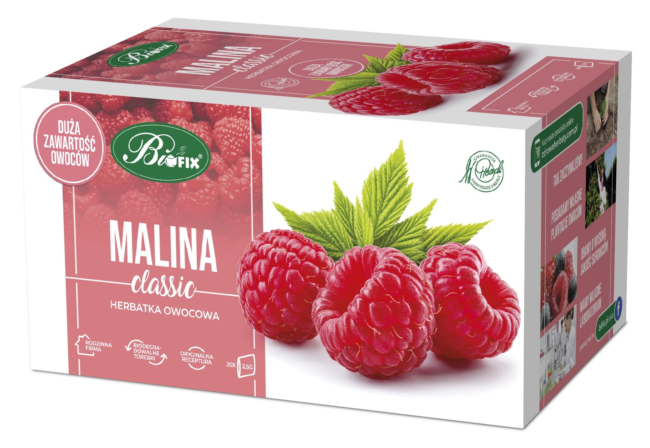 Bifix Owocowa Classic Herbata, Malina, 20 sztuk