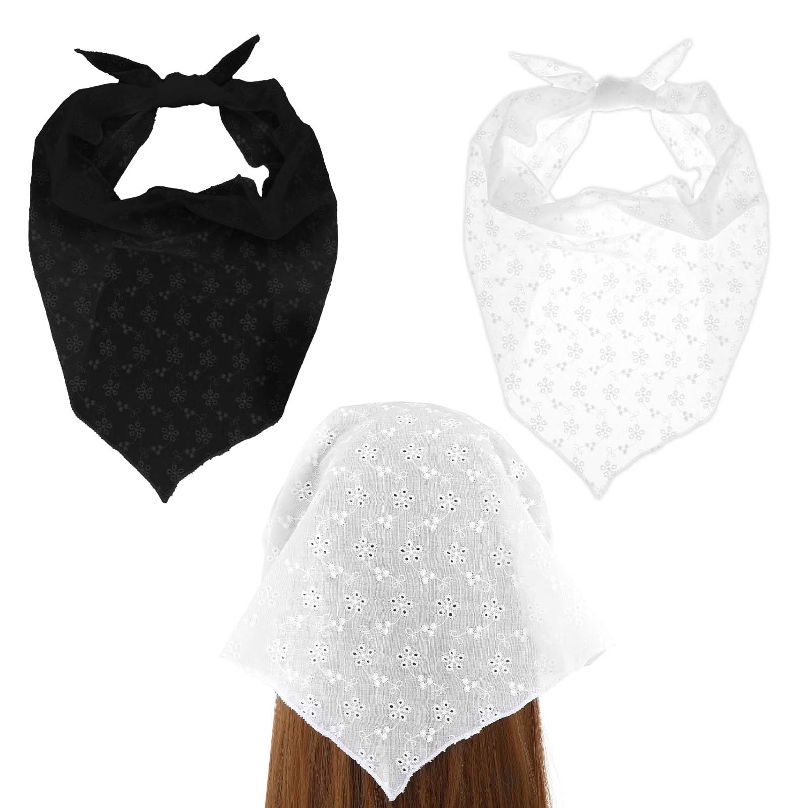 Ymapinc Triangle Head Scarf for Women Hair 2 Pack White and Black Bandana Scarf for Women Stylish Bandanas Head Scarf for Women Hair Accessories-image-34