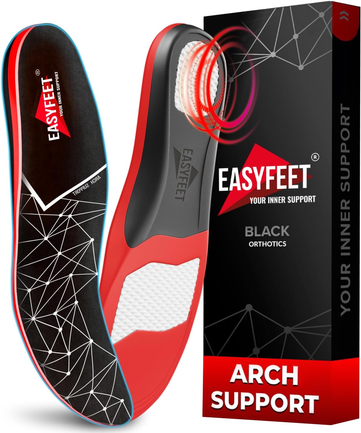 Anti-Fatigue Insoles for High Arch Support - Orthotics for Men Women - Plantar Fasciitis, Foot Pain Relief - Ideal for Boots, Sneakers, Hiking