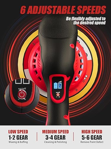 Miniatura 3 de Pulidor inalámbrico para detalles de automóvil compatible con batería milwaukee de 18 V, pulidores de potencia y búferes de hasta 5500 rpm, búfer