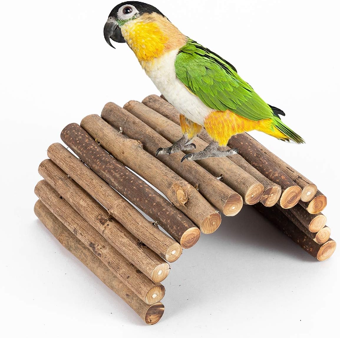 Mewtogo Bird Wooden Stand Perches Toy- Natural Bird Parrots Wood Bridge Cages Toy Adjustable Shape for Conure Lovebird Cockatoo Parakeet…