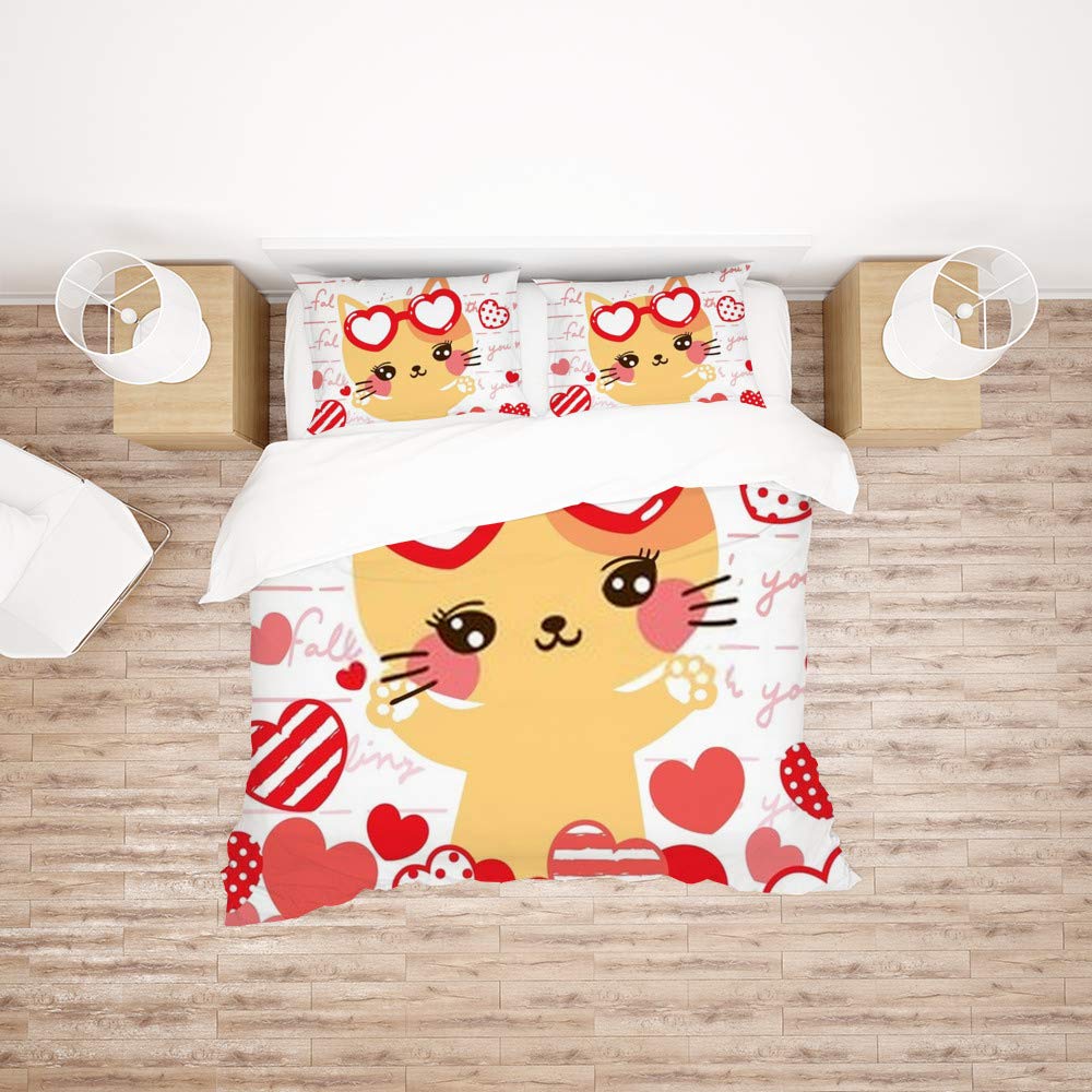 Parure de lit chat mignon pour chambre d'enfant au design épuré
