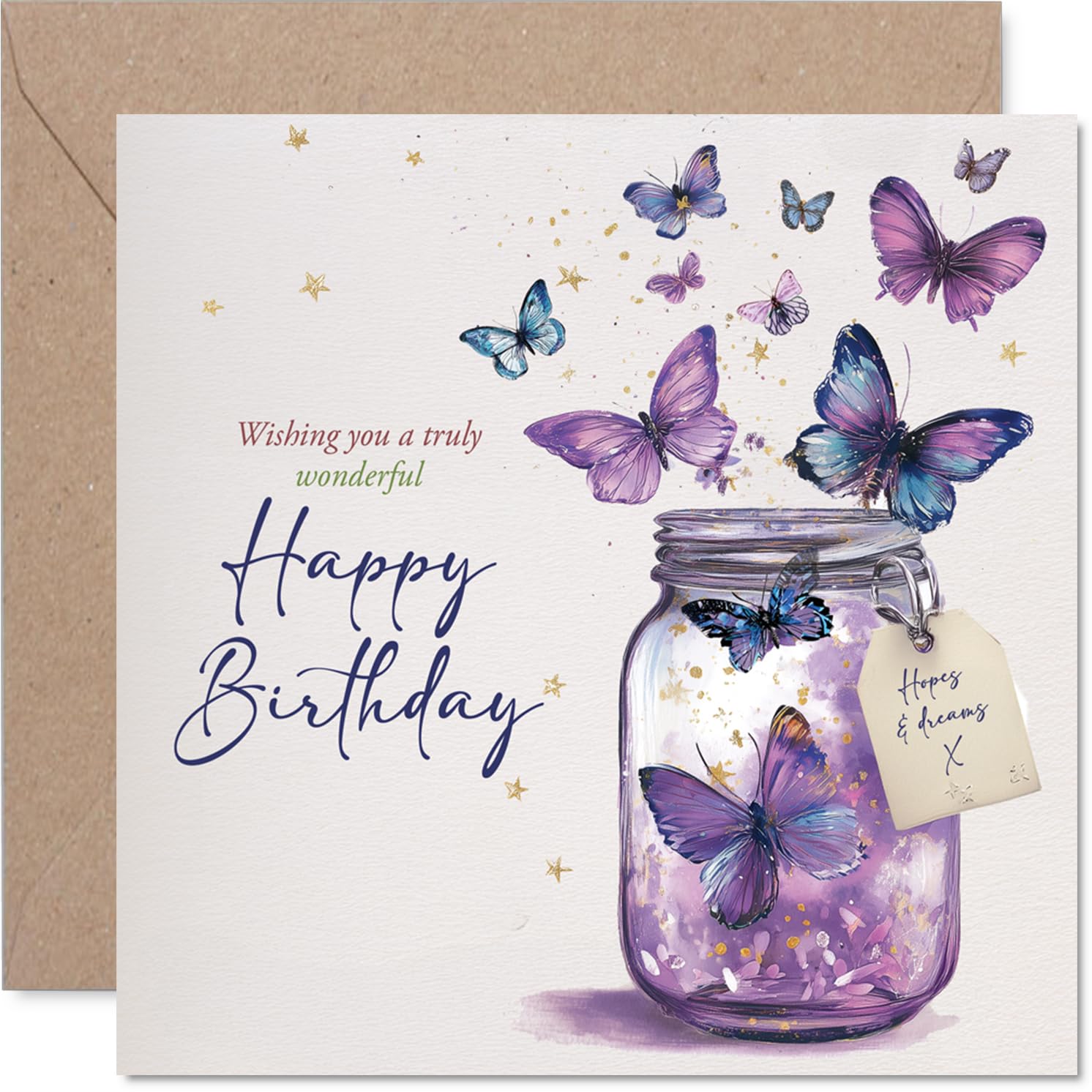 Family Birthday Card, Jar of Butterflies