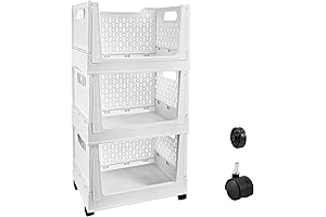 Stackable Plastic Storage Basket with Wheels