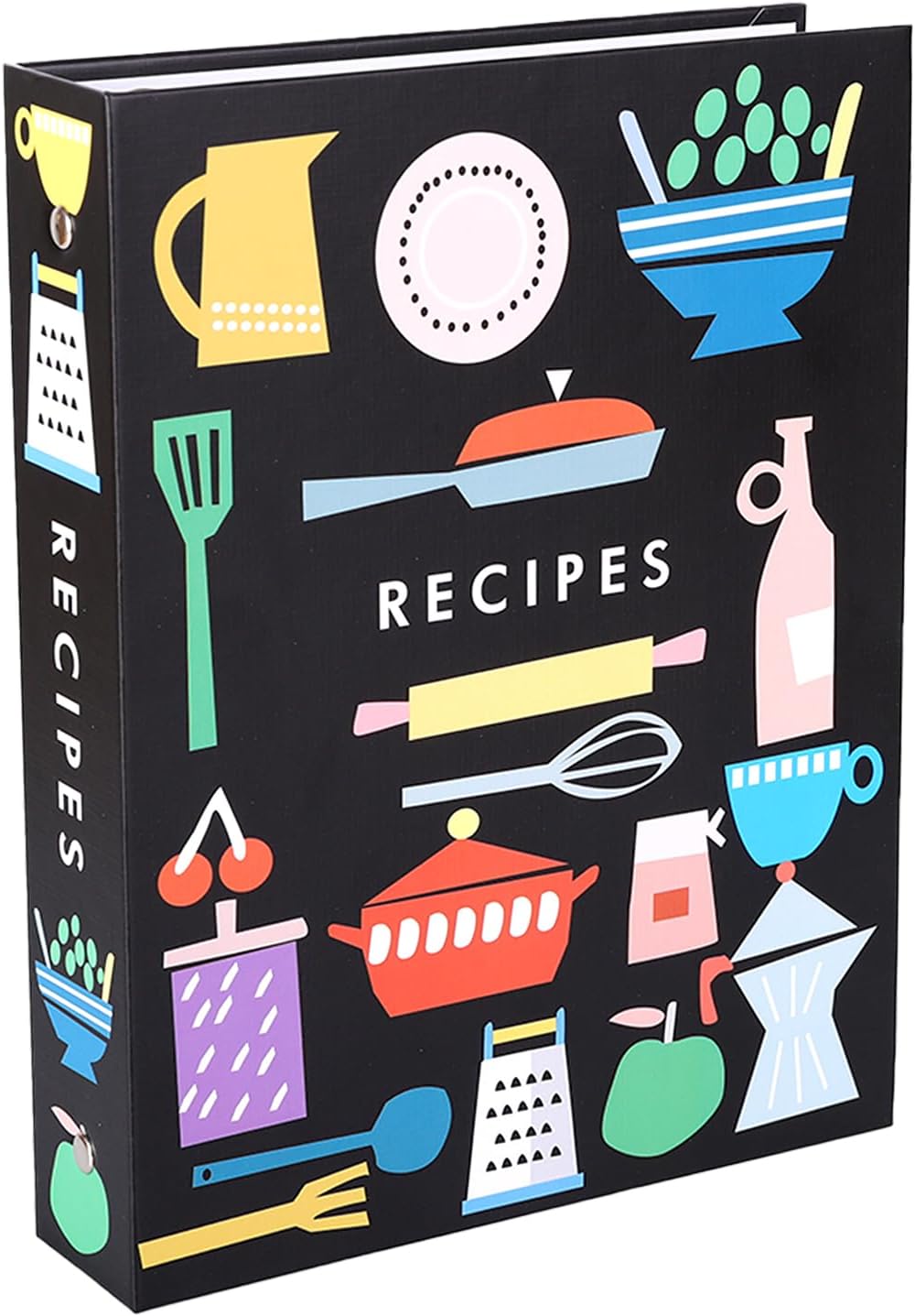 BPFY1 Pack Recipe Binder 5.5'' x 8.5'', 3 Ring Binder Recipe Book to Write in Your Own Recipes, Recipe Notebook Binder with 100 Recipes Page, 12 Full Page Dividers, Black