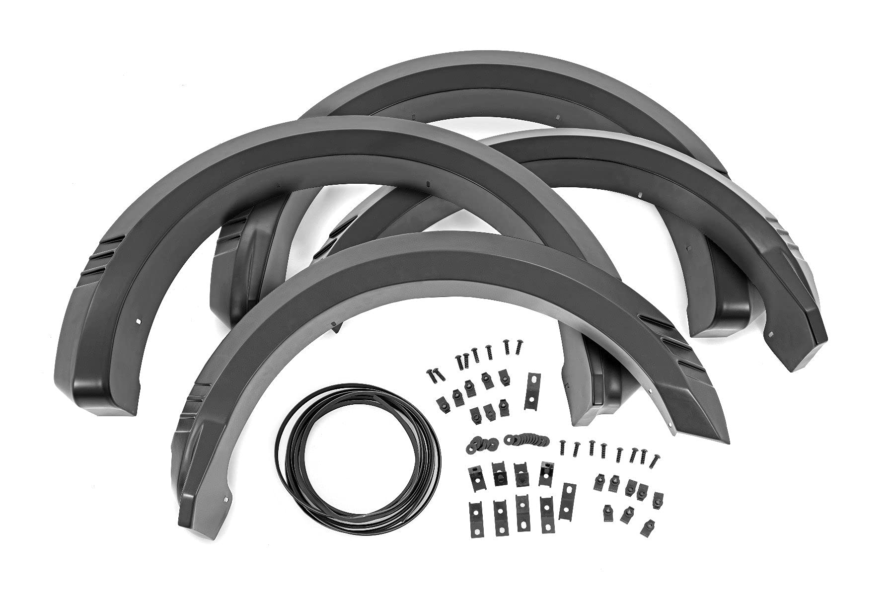 Rough Country SF1 Fender Flares for Ford F-150 (2021-2024) - Sharp Off-Road Style, Extra Tire Coverage, UV-Resistant ABS, Easy Bolt-On, Flat Black (