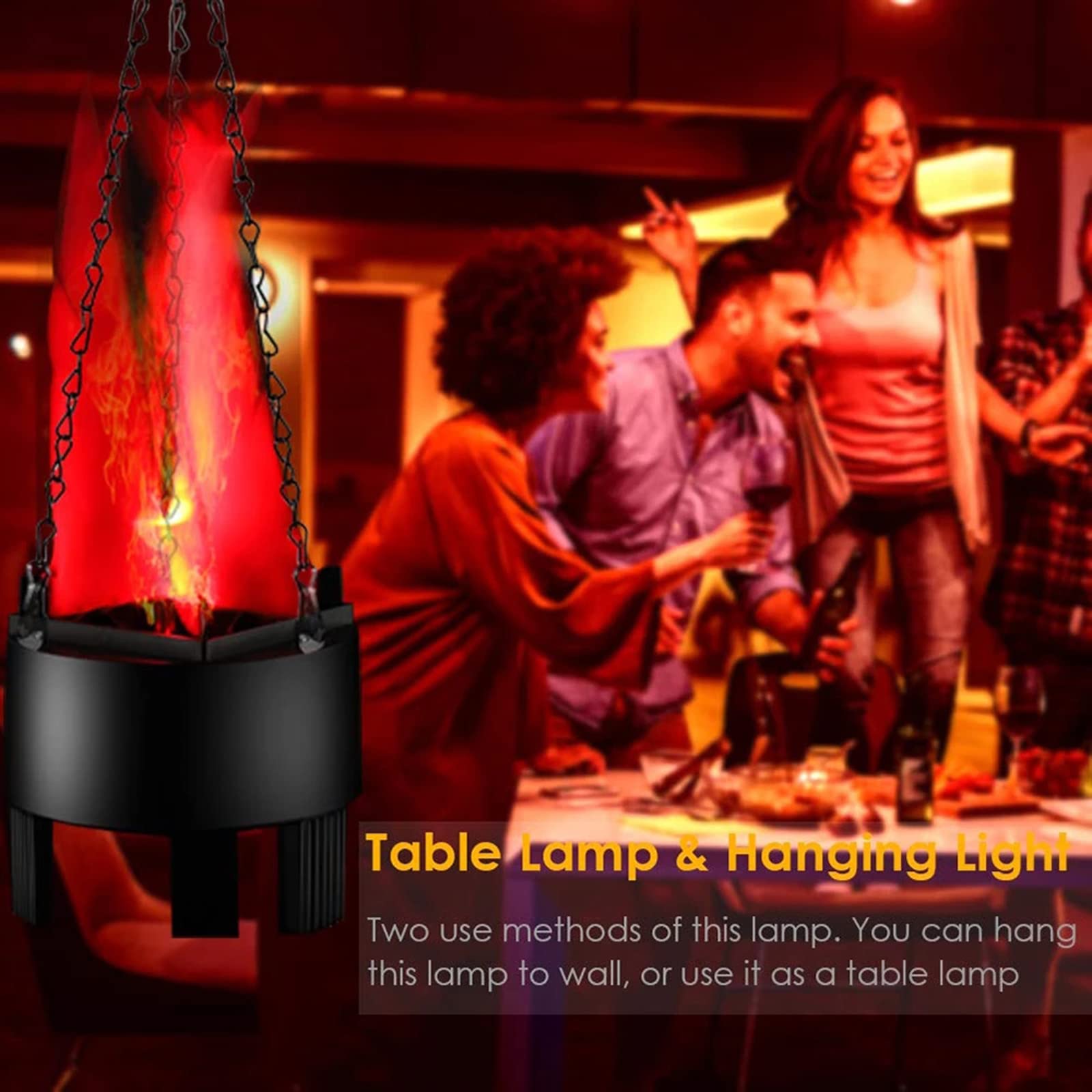 Simulata 3D Fire Flame Lighting Hanging Bracier Lampada Home Party Night Light per Halloween Christmas Bar Stage Projector Lights