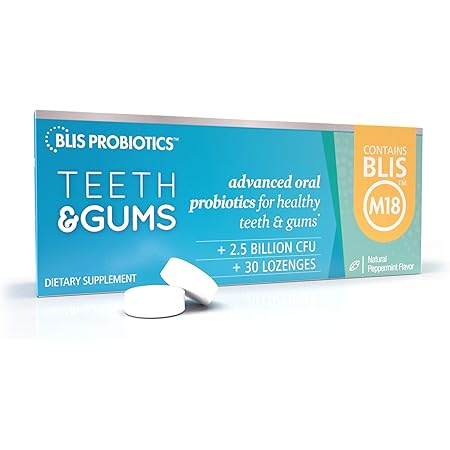 BLIS Teeth & Gums Oral Probiotics for Mouth - Most Potent BLIS M18 Formula Available, 2.5 Billion CFU - Mouth Probiotic for Tooth and Gum Health, Adults and Kids - Sugar-Free Lozenges, 30 Day Supply