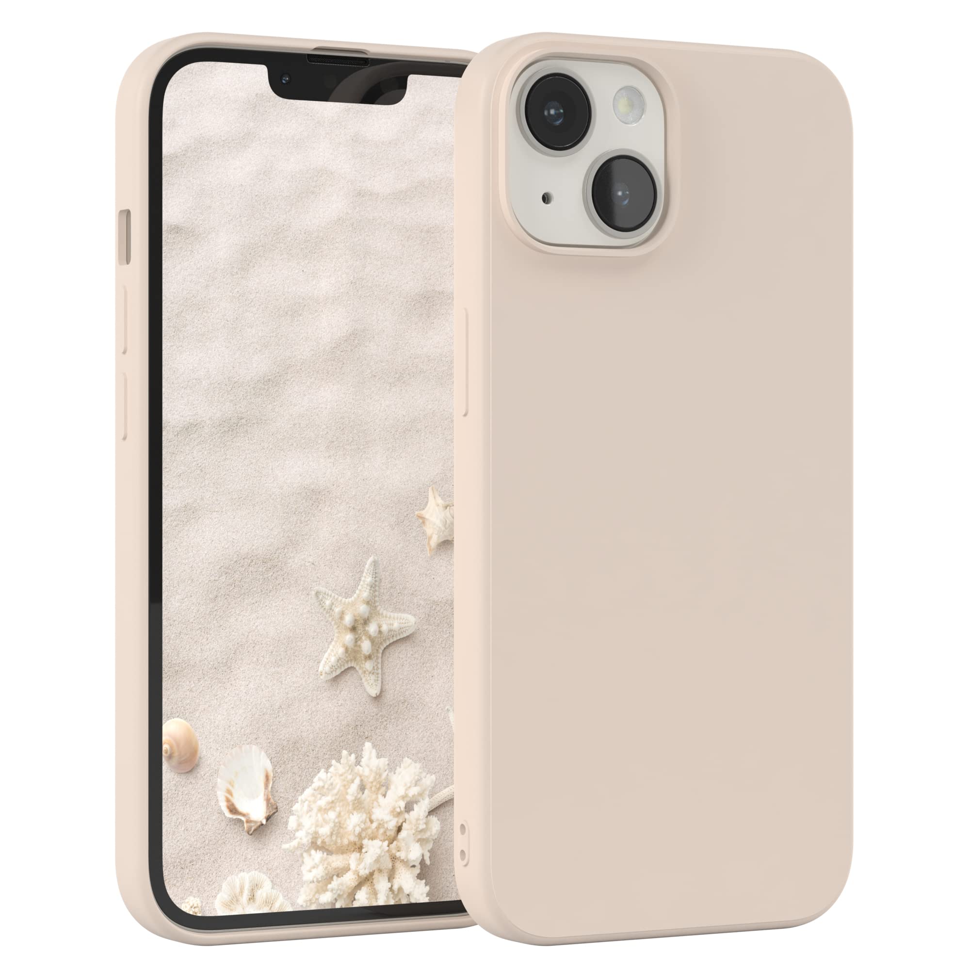 EAZY CASE - Custodia in silicone per iPhone 14 Custodia morbida protettiva con protezione della fotocamera Protezione sottile Premium Cover TPU Telefono Bumper in Beige