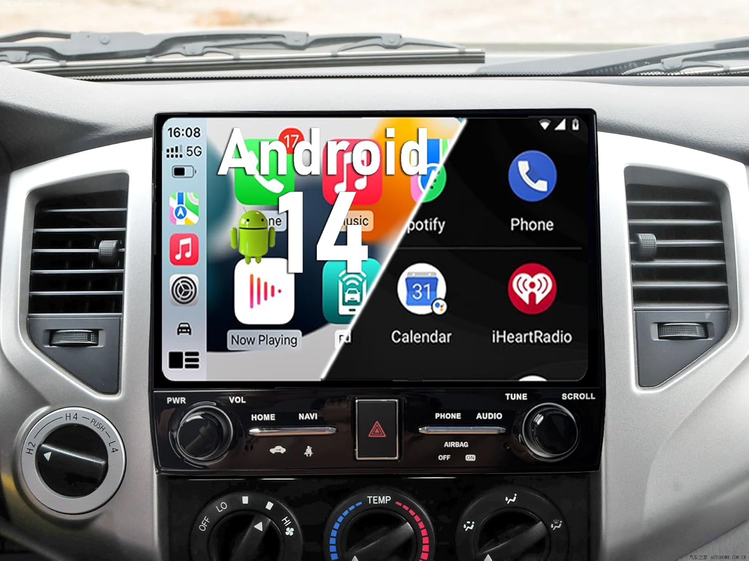 Upgrade Car Radio for Toyota Tacoma 2005-2015 Car Radio Android 14 Stereo Replacement 10.36 inch Touch Screen with Wireless Carplay & Android Auto Bluetooth 5.2 QLED SWC Retain OEM Stlye