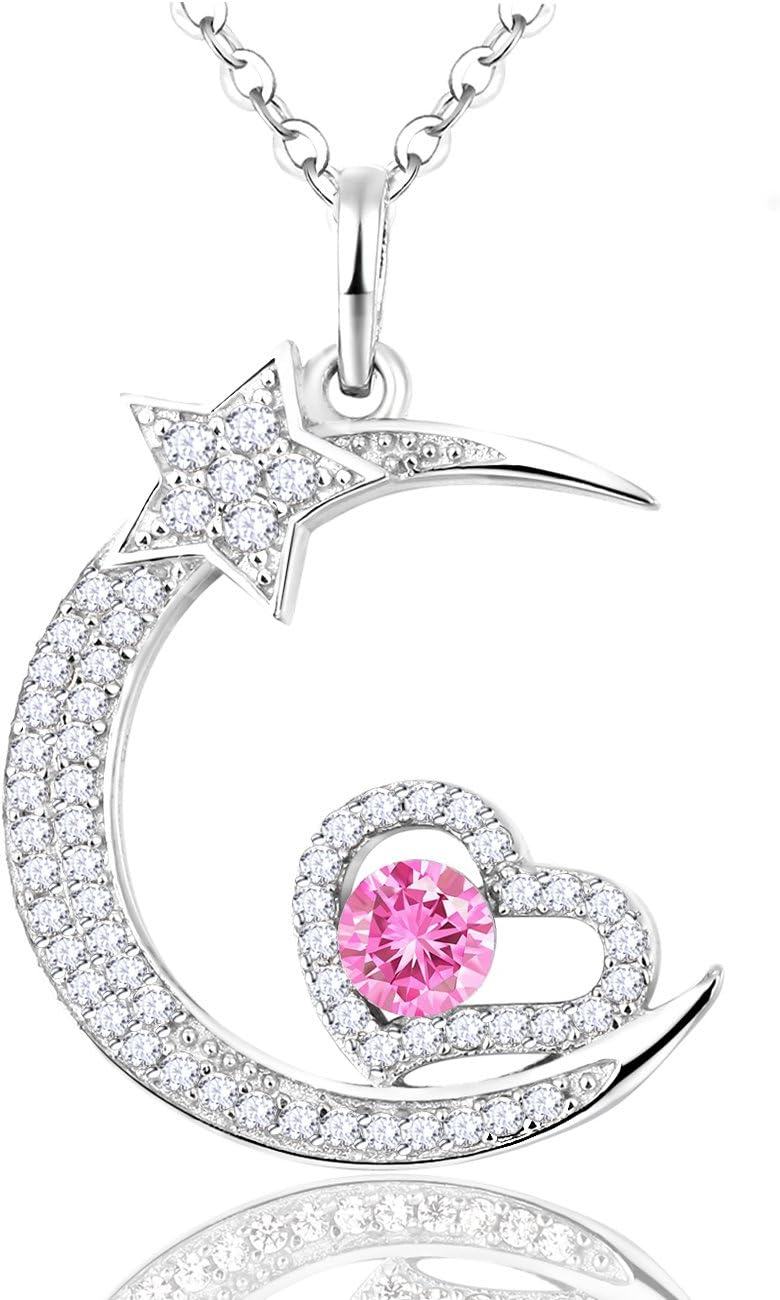 ELDA & CO. Birthday Gifts for Mom May Birthstones Necklace Emerald Jewelry I Love You to the Moon and Back Moon Shooting Star Jewelry Women Mother Sterling Silver