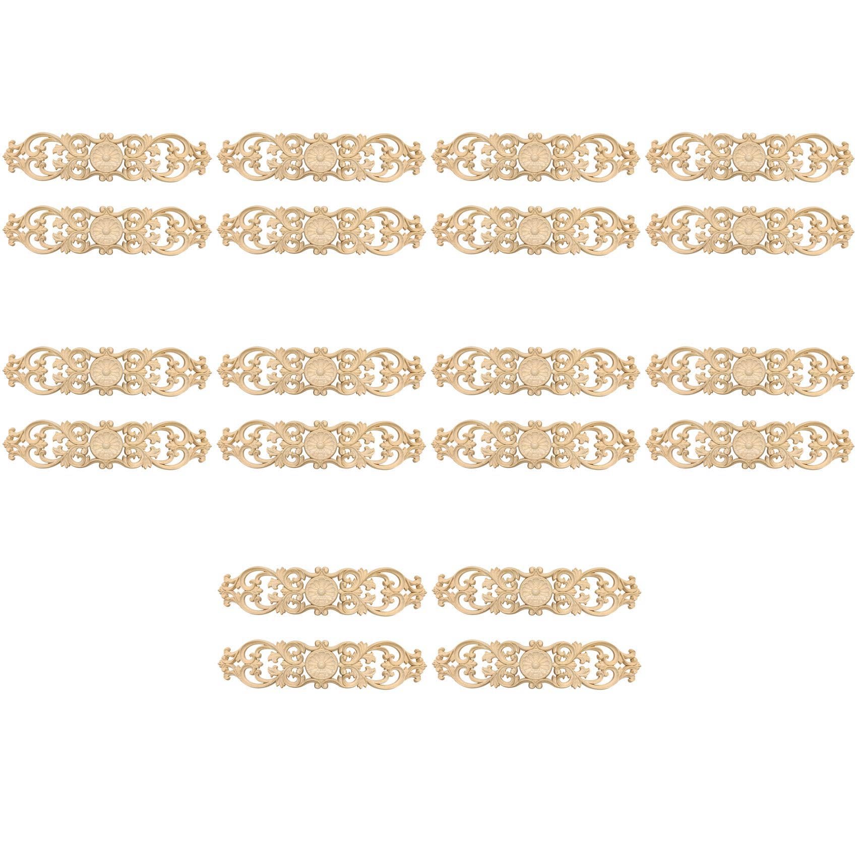 Vjsujehgy 20pcs 30Cmx7Cm Woodcarving Decals Carved Corner Flower Home Decoration Cabinet Door Patch Onlay Wood Applique