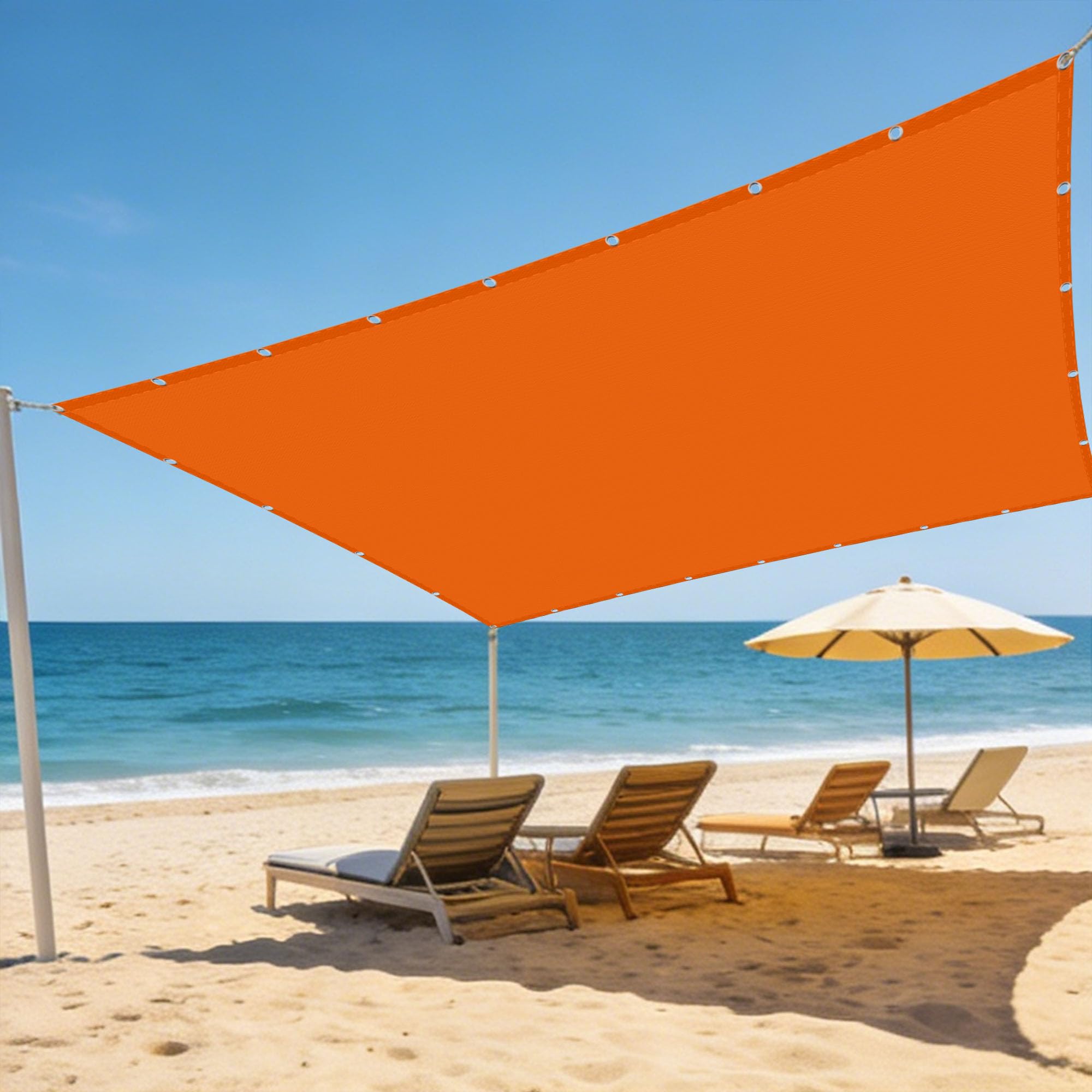 Toile d'ombrage antidéchirure orange 1.4x6m pour jardin et terrasse