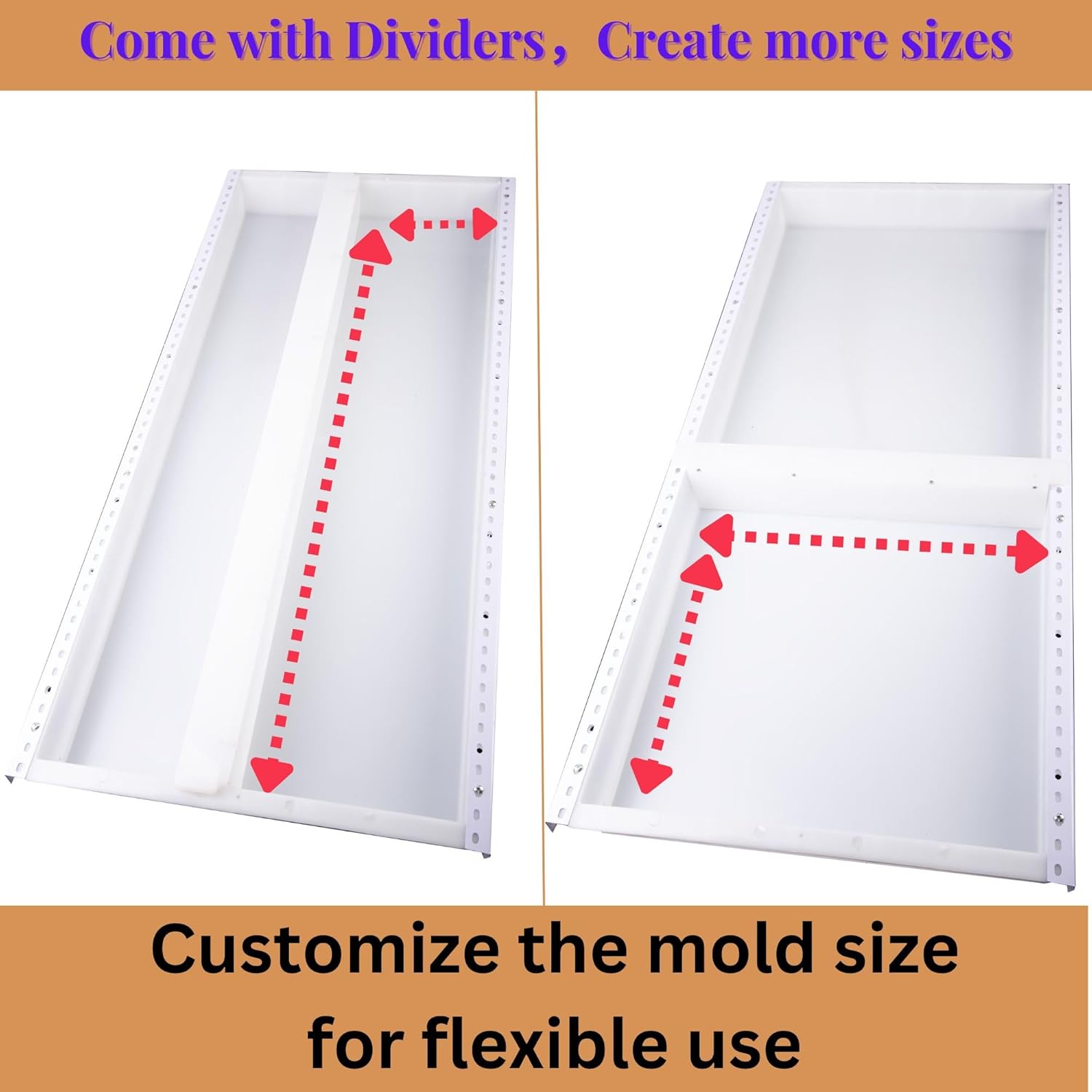 Kalinta Epoxy Mold with Divider Adjustable- 47x19.5x3in No-Seal Resin Plastic Mold Integrated Clamping System - Perfect for Beginners & Experienced Artists - Ideal for Creative Resin Art Projects