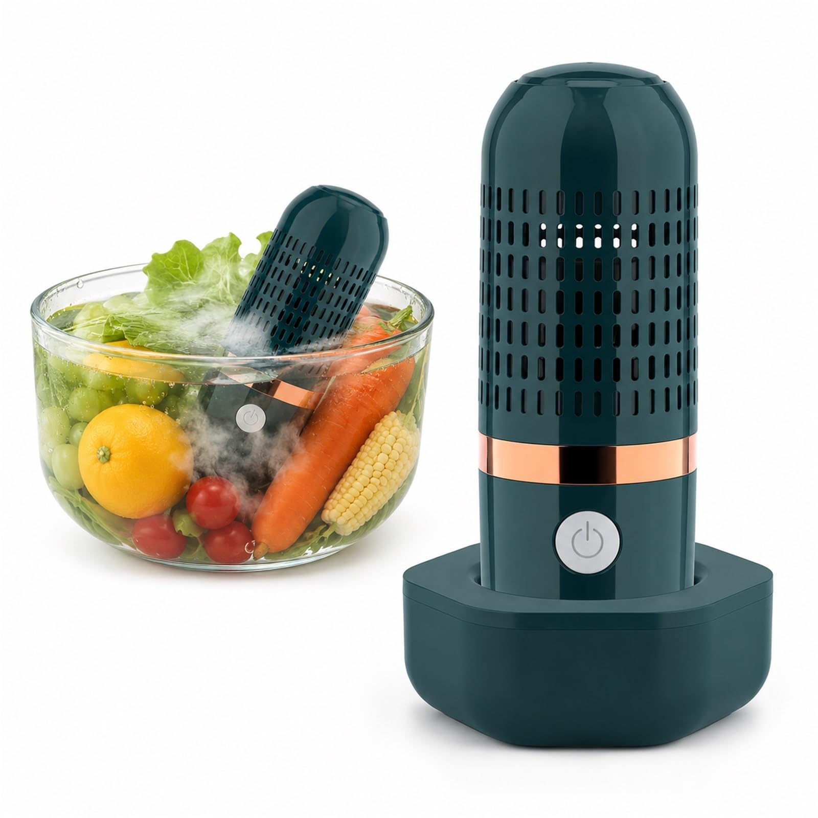 PurePod Fruit and Vegetable Washing Machine, Portable Food Purifier with OH-ion Tech for Produce Meat Seafood, USB Wireless Veggie Cleaner for Kitchen Travel(Green)
