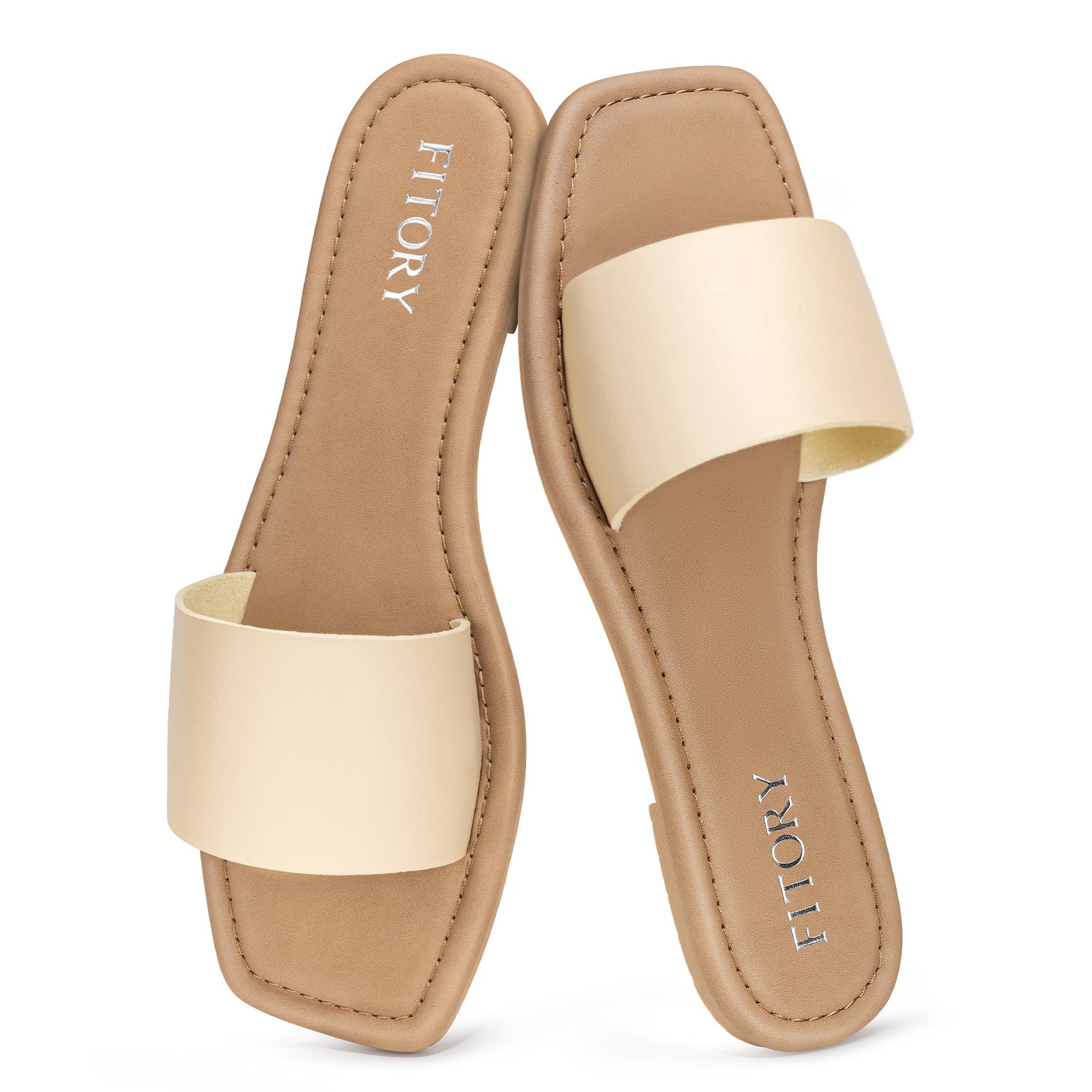 FITORY Womens Slide Sandals Dressy Flat Comfortable Slippers for Summer