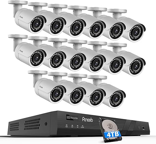Miniatura 11 de Sistema de Cámaras de Seguridad 4K PANOOB PoE, 4X Cámaras IP PoE de 8MP con Cable para el Hogar con Micrófono, Detección de Humanos/Vehículos con