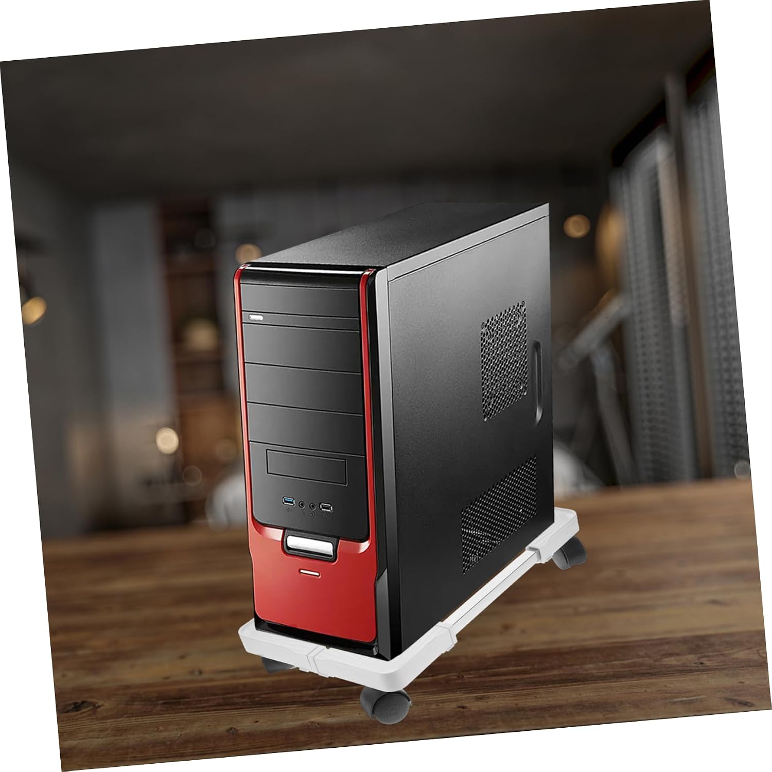 Mobile Computer Tower Stand Locking Casters Rolling CPU Holder for Home Installation Strong Load Capacity up Design