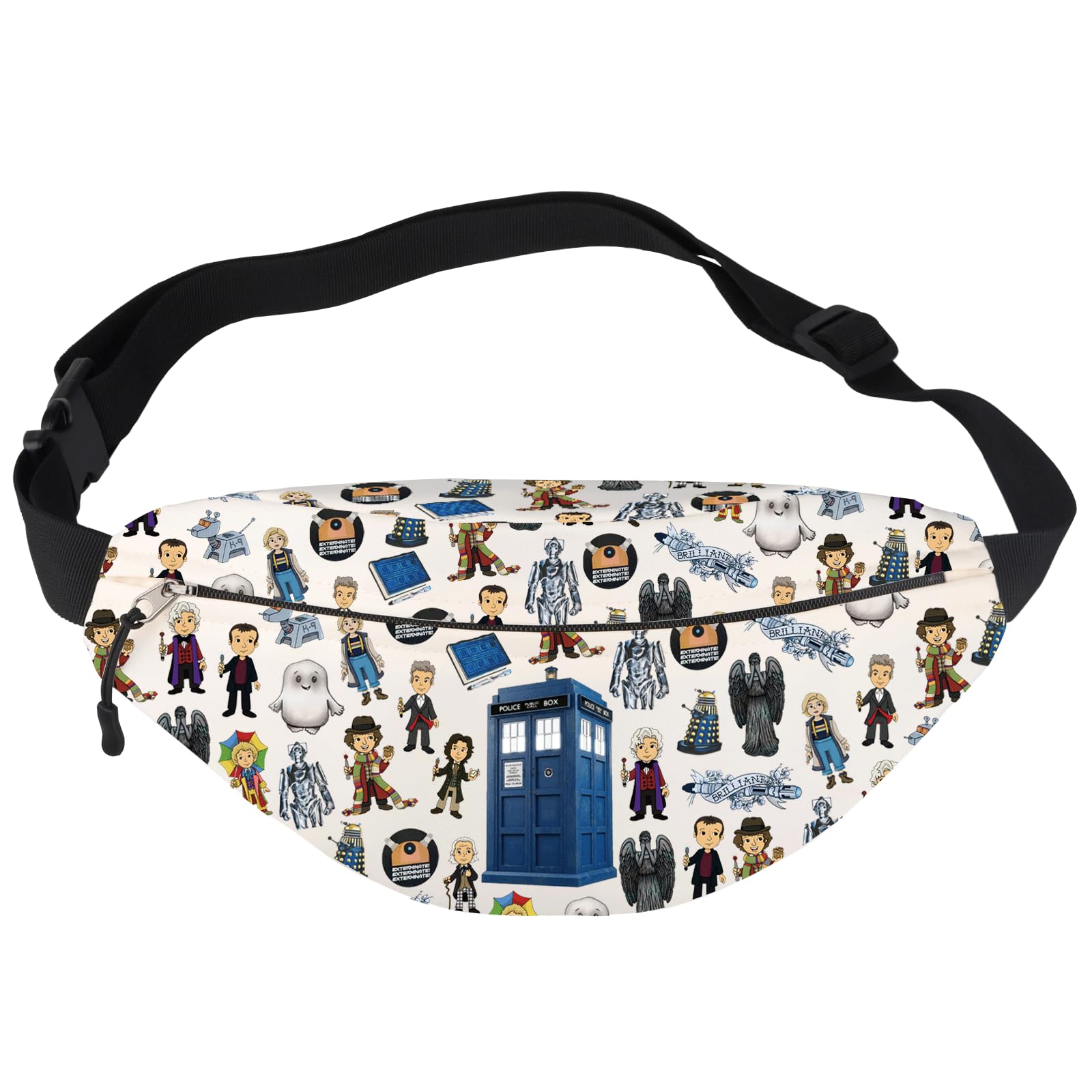 BWWKTOP Dr Who Fanny Pack William & Patrick Doctor Series Fans Gift Police Box Waist Bag Time Lord Merch (Dr Who -WB)