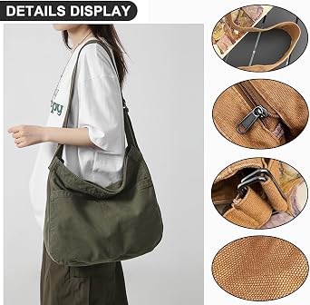 KAMEILONG Canvas Crossbody Shoulder Bag Casual Hobo Bag Travel Tote Bag Messenger Bags Cute Large Purse for Women