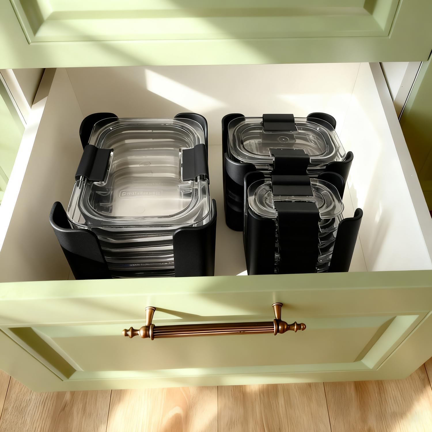 Lid Organizer for Rubbermaid Brilliance Snap-On, 3-Pack Plastic Black