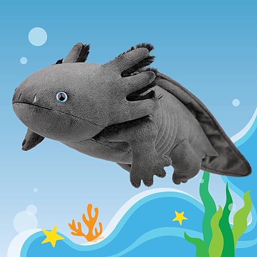 lilizzhoumax Peluche de ajolotl, 18.9 pulgadas, animal de peluche de ajolote gris suave, lindo juguete de peluche de ambistoma de simulación, muñeca