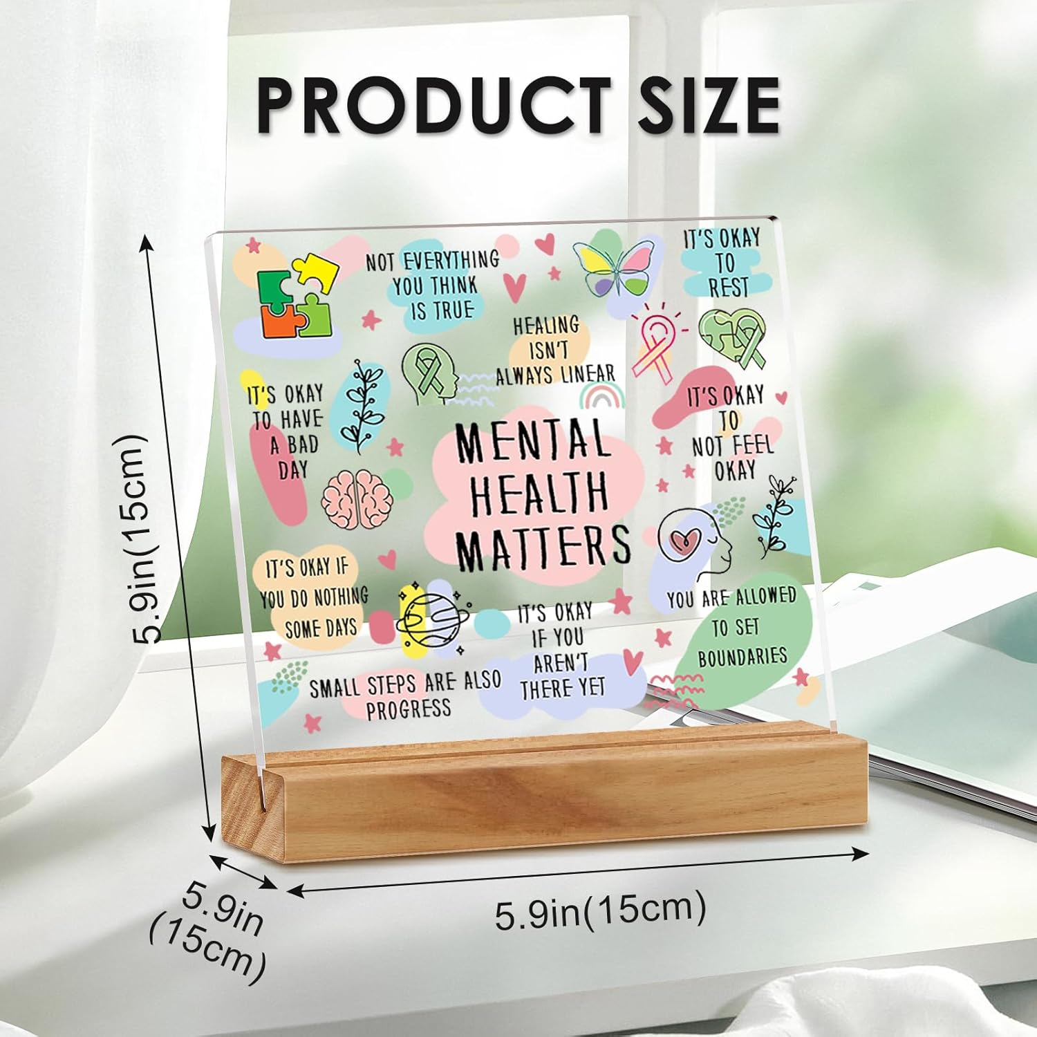 Mental Health Decor, Therapy Office Decor for School Counselor, Mental Health Psychology Gifts, Positive Quotes Mental Health Matters Acrylic Sign for Therapist Treatment Room - Image 2