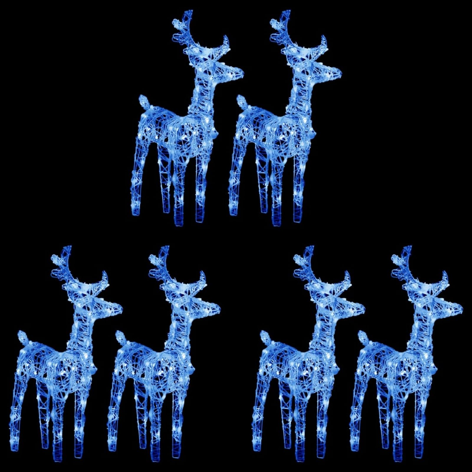 Gecheer LED-Rentiere 6 STK. Blau 240 LEDs Acryl, Weihnachtsdekoration für Weihnachtsmarkt Festliche Eventdekoration Garten Rasen Terrasse Vorgarten Fassade3154259