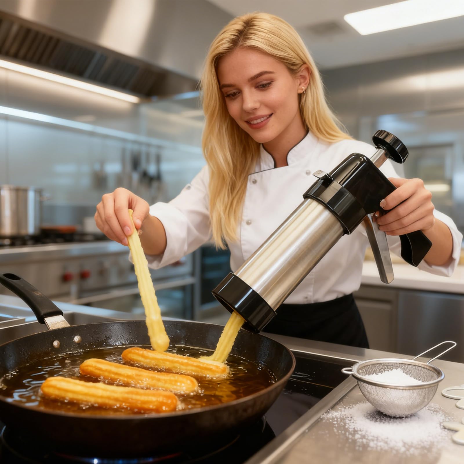 Pressa per Biscotti, Pistola per Dolci in Acciaio Inox Spara Biscotti Professionali con 16 Sagome, 8 Beccucci, Sacchetto in TPU e Spazzola per la Pulizia Pressa per Biscotti per Torte