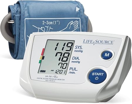 A&D Medical Blood Pressure Monitor for Home Use UA-767PSAC Small Cuff 6.3-9.4 / 16-24 cm, Easy to Use, One Button Operation, Automatic Inflation, AC Adapter