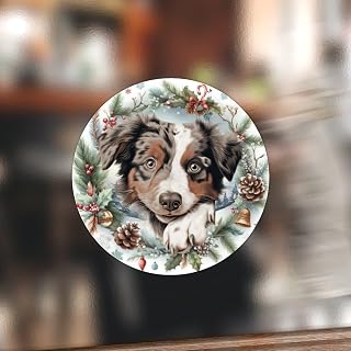 100PCS Australian Shepherd Envelope Seal Stickers Dog Decal Decorative Stickers for Greeting Card Australian Shepherd Cute Funny Peeking Dog Puppy Vinyl Round Label for Bottle Box 3inch