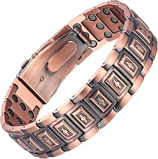 EDMIRIA 3X Ultra Strength Copper Magnetic Bracelet for Men – 3800 Gauss Neodymium Magnetic link Bracelets with Pro Fold-Ov... Price In India