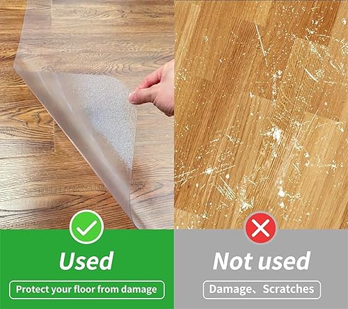 Vista 40 de SHAREWIN - Tapete para silla de oficina para suelos duros, 47 x 47 pulgadas, resistente madera transparente y azulejos, PVC transparente