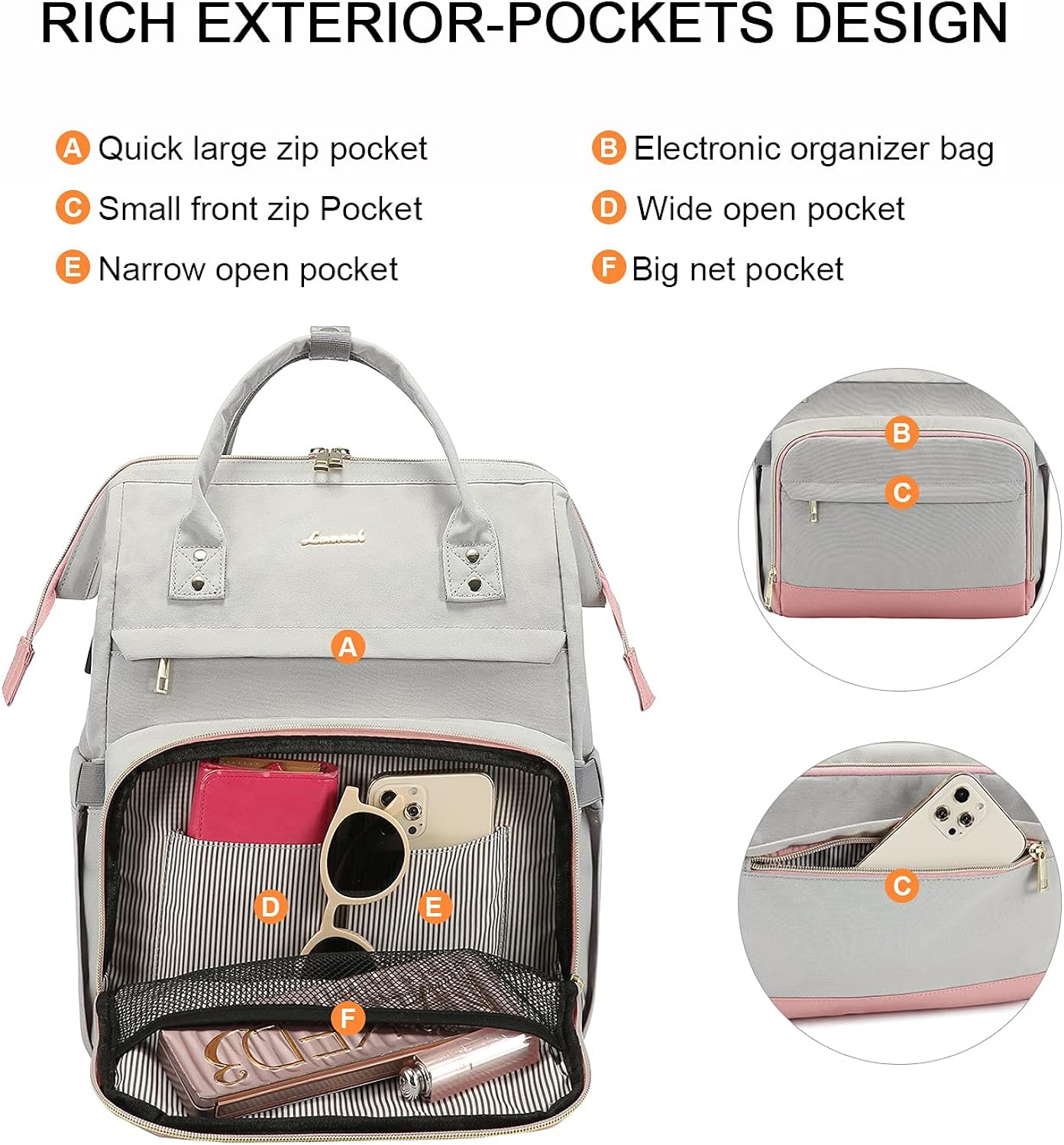 Zaino per Computer portatile 15.6 Pollici LOVEVOOK Zaino Porta PC Donna  Zaino Impermeabile Donna Zaino Lavoro per Viaggi Affari UniversitÃ lencicol  Informatica Accessori