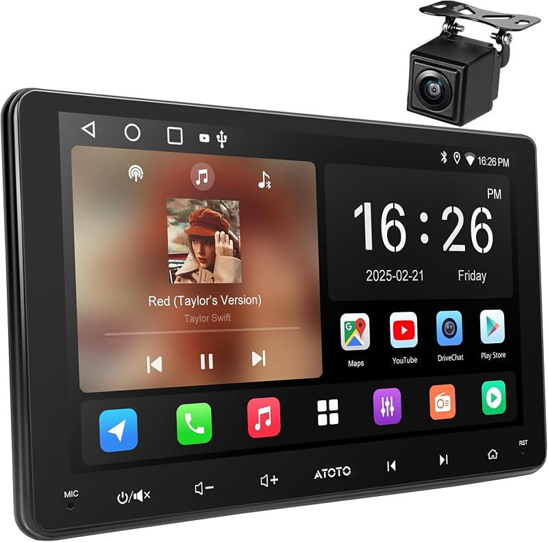 ATOTO A5L 9 pulgadas doble DIN Android estéreo para auto inalámbrico CarPlay Android Auto | Anclaje a red Wi-Fi/USB, navegación GPS, radio de auto Bluetooth, 24EQ DSP, HD LRV, cámara de respaldo, 2G+32G, actualización OTA