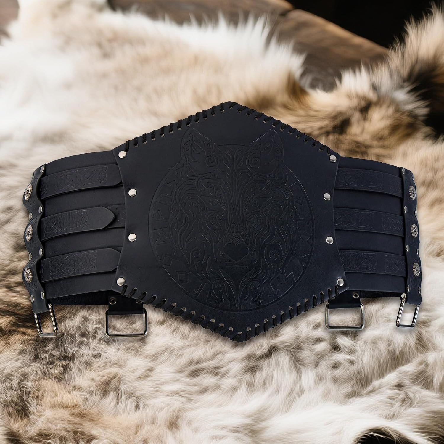Medieval Viking Wide Belt Faux Leather Armor Knight Corset Belt for LARP Christmas Gifts Costume - Image 6