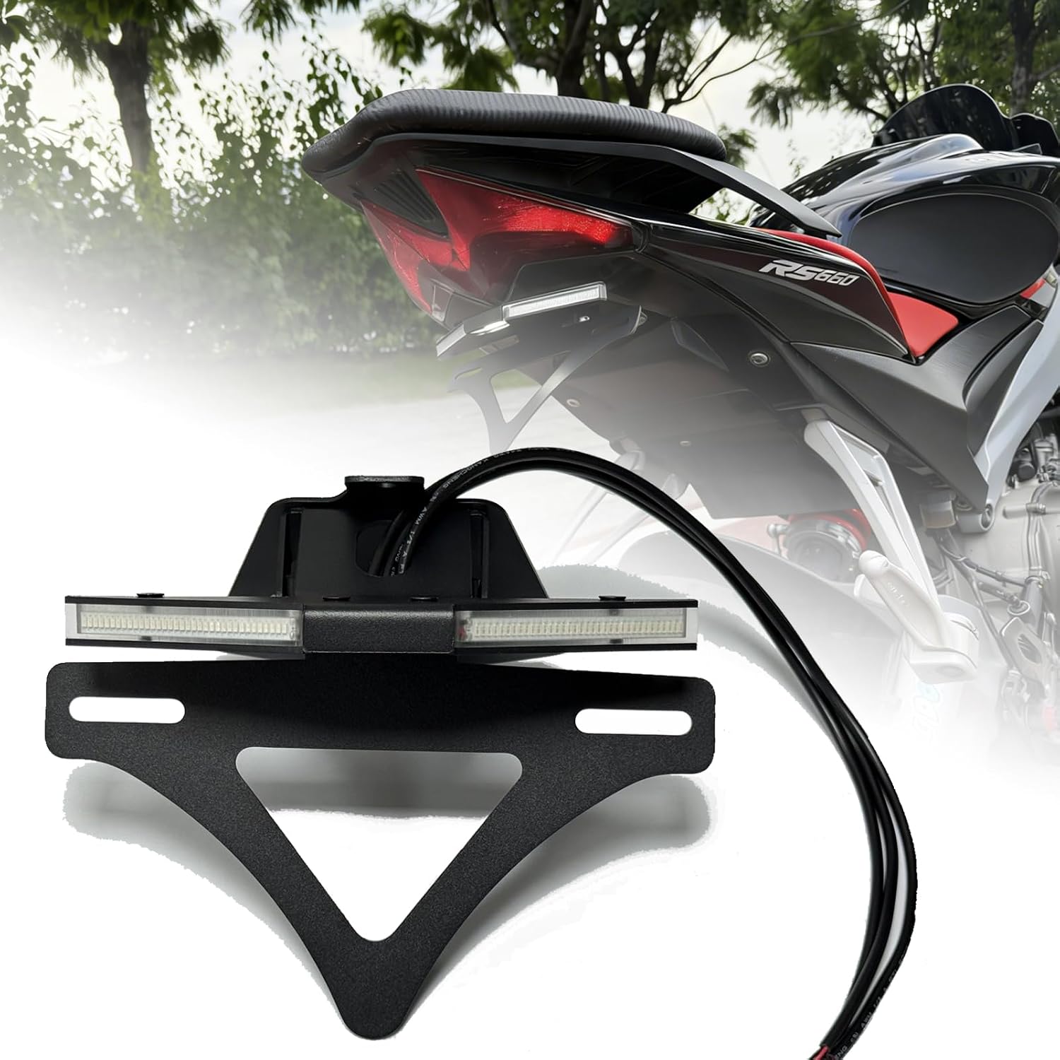 License Plate Holder with LED Turn Signal Compatible with Aprilia RS660 RS 660 2021-2026 RSV4 FACTORY 2021-2024 RS660 Tail Tidy Fender Eliminator Kit License Plate Bracket RSV4 Fender Eliminator