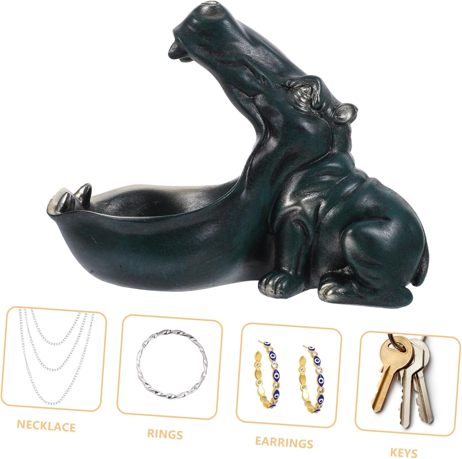 VOSAREA Hippo Resin Box Storage Tray for Office Desk Decor Candy Dishes Figurine Unique Home Decor