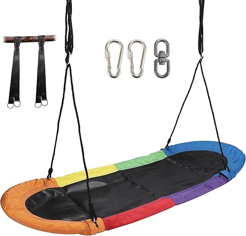 RedSwing Columpio de platillo de 65 pulgadas para niños, columpio de plataforma gigante para patio de juegos al aire libre, columpio de surf ovalado