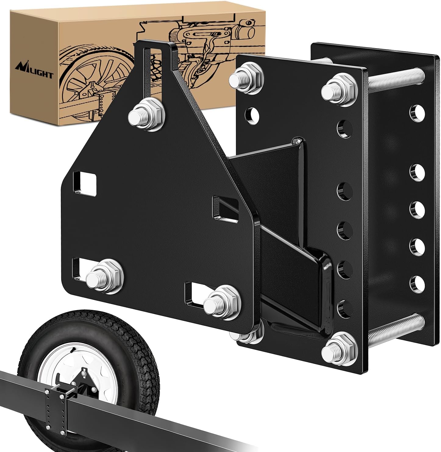 Nilight Spare Tire Carrier 3-Nuts Design Boat Trailer Carrier Bracket Utility Trailer Accessories Fits 4 & 5 & 6 Lugs Trailer Wheels on 4" 4.5'' 4.75'' 5'' 5.5''and 6''Bolt Patterns 150 Lbs