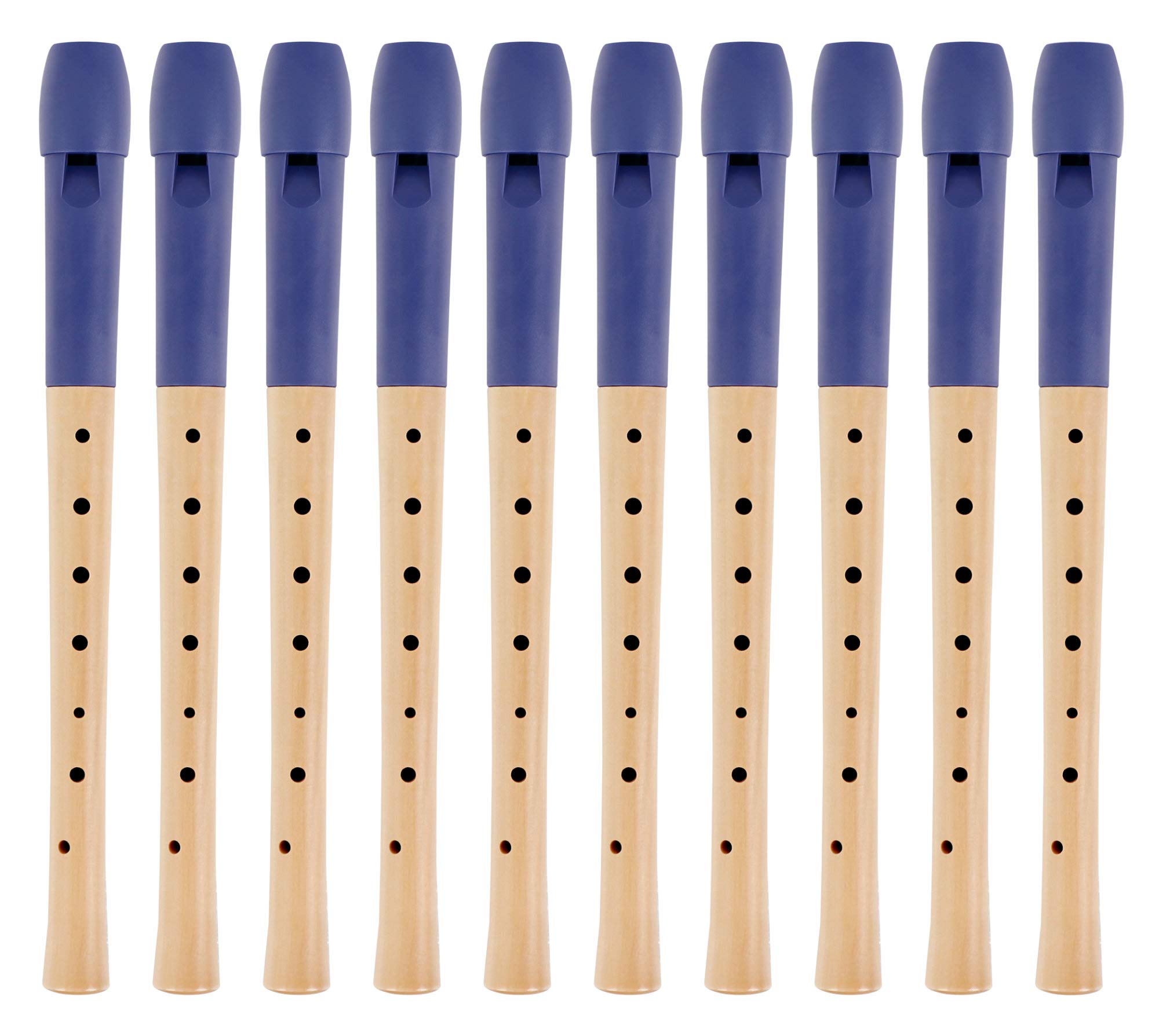 Classic Cantabile Pivella Flauta Dulce Azul, digitación alemana Set de 10 | Flautas dulces de 2 piezas, Cabeza de plástico especial azul, Cuerpo inferior de madera de arce, Afinación: C-Soprano