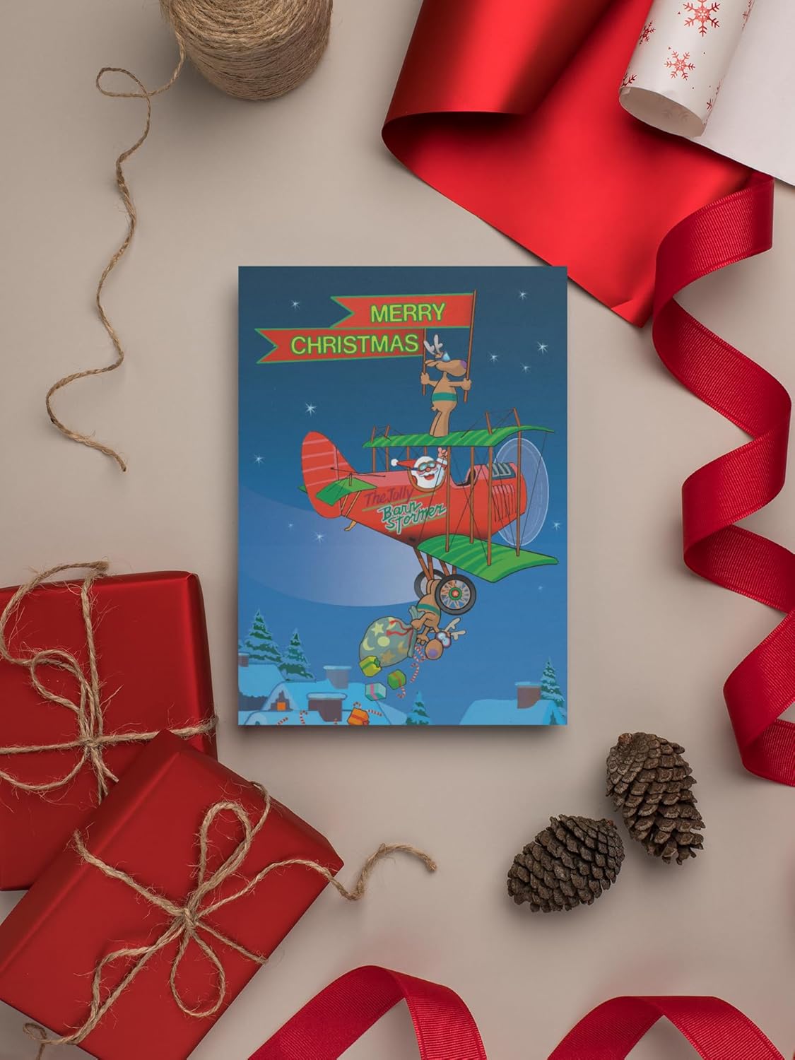 Stonehouse Collection Personalized - Merry Christmas Biplane - 24 Aviation Cards & Envelopes (Personalized)