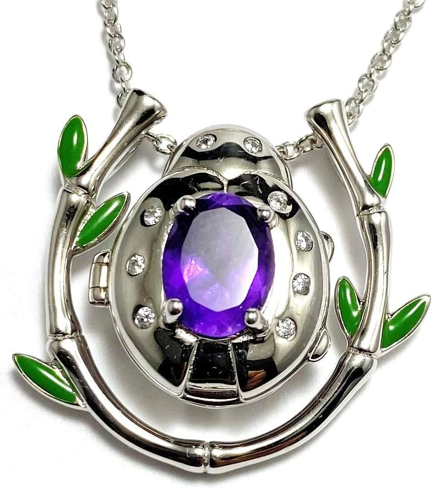 LJP007 Jacket & Locket w/Amethyst (7x9mm) Oval Sterling Silver Locket Pendant