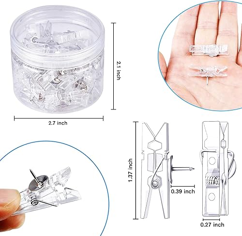 Miniatura 7 de 32 clips reutilizables para fotos, mini tachuelas de plástico negro, pinzas para la ropa, clips de papel decorativos para tableros de corcho, obras