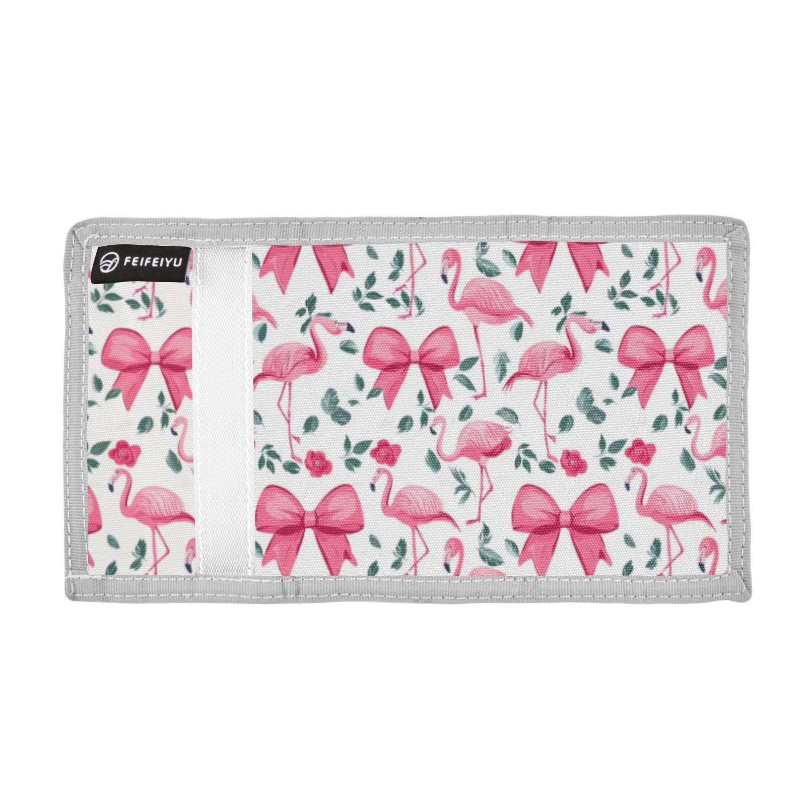 Wusikd Beautiful Flamingo Kids Wallet for Boys Girls Pink Bow Toddler Trifold Wallet Novelty Wallet for Teens Women Men