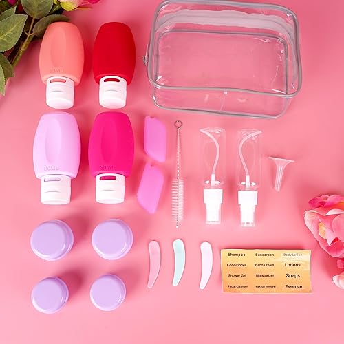 Miniatura 5 de JaneJu - Botellas de viaje para artículos de tocador, aprobadas por la TSA, paquete de 4 recipientes de tamaño de viaje, recargables a prueba de