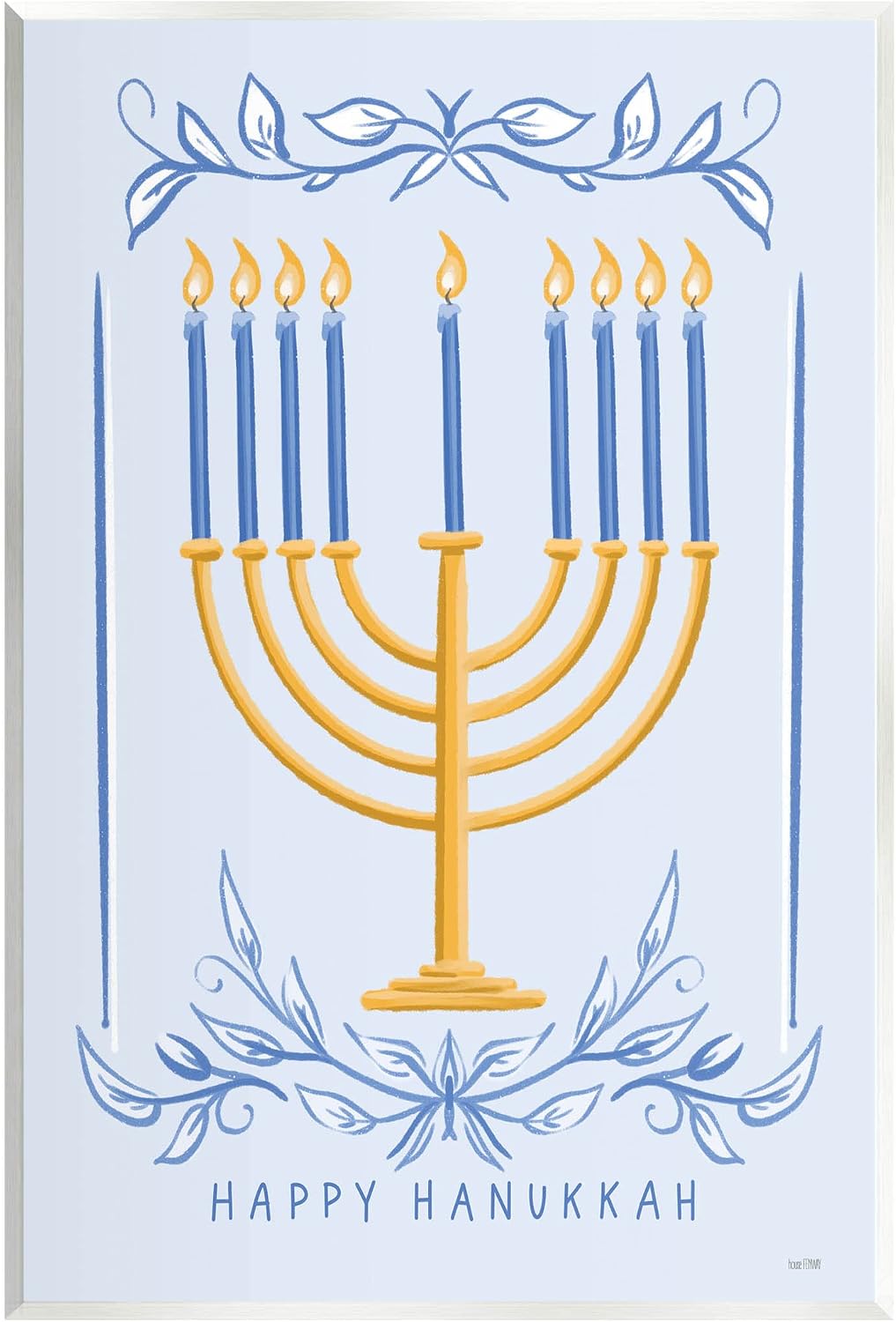 Happy Hanukkah Botanical, 13 x 19 Inch Mounted Print on Wall Plaque | Stupell Industries · By House Fenway · Ready to hang · Holiday gift for home · Made in USA