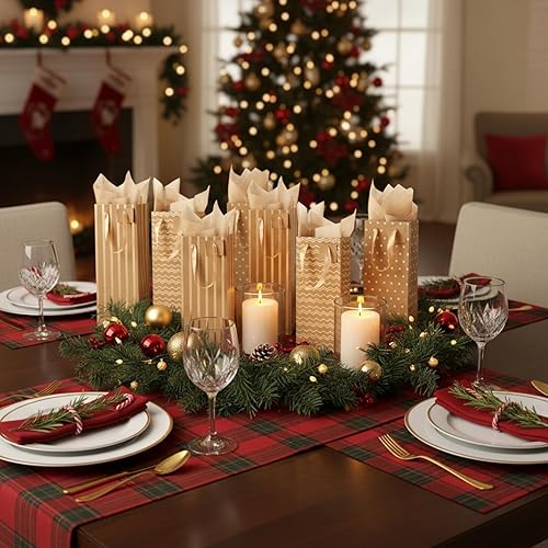 Miniatura 38 de Chrisfall 12 bolsas de vino para botellas, bolsas de regalo de vino, papel kraft a granel con asas, etiquetas, papel de seda para envoltura